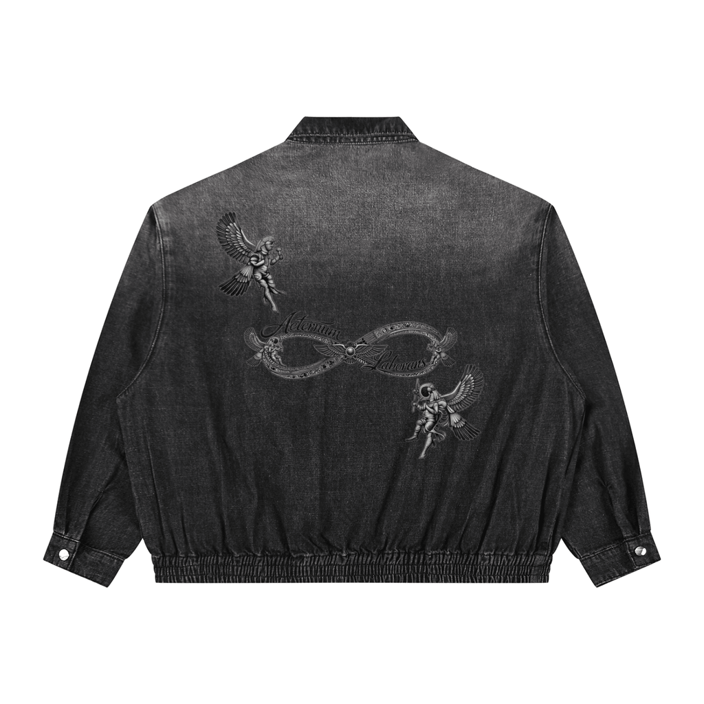 Unisex Vintage Wash Full-Zip Denim Jacket