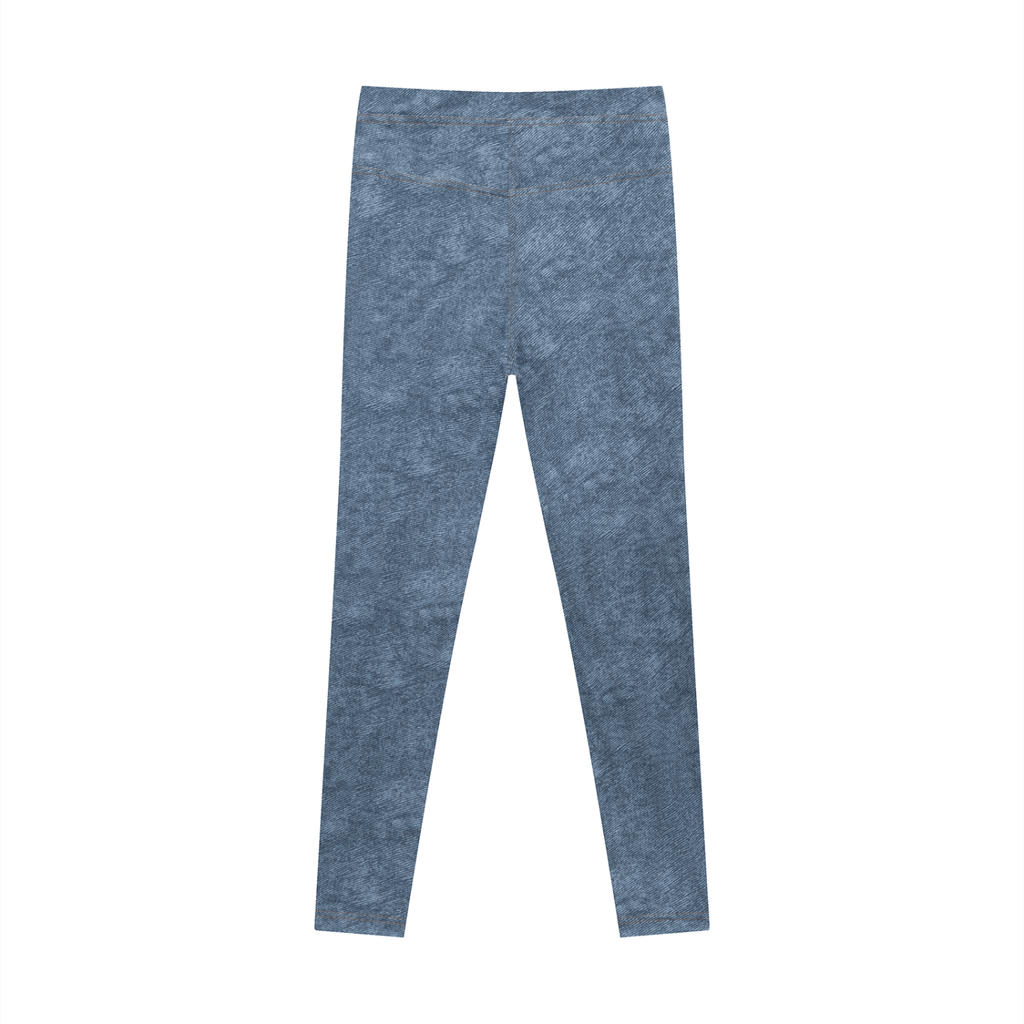 Light Blue Faux Denim Zip-Fly Leggings