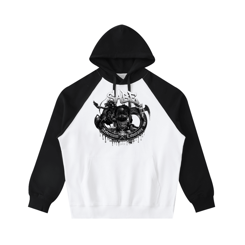 Black Raglan Sleeve Hoodie