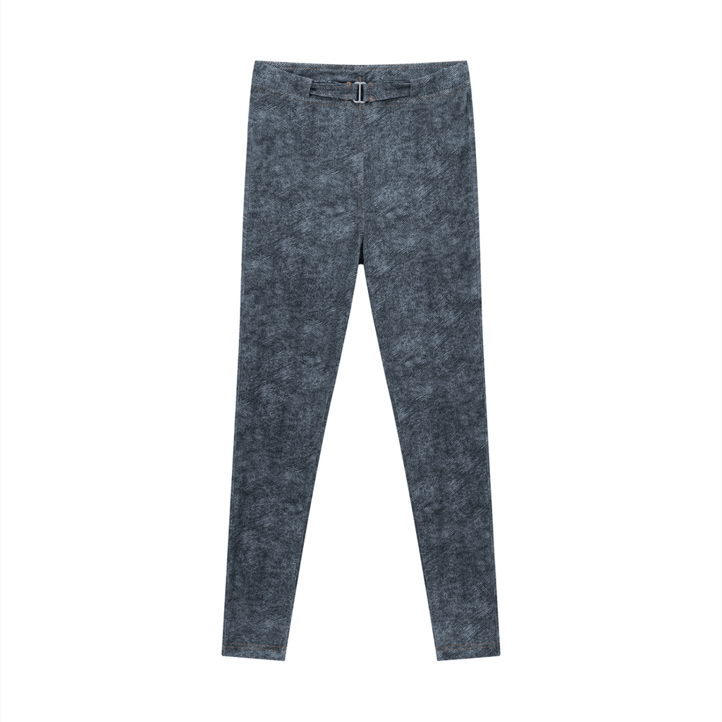 Jean Blue Faux Denim Zip-Fly Leggings