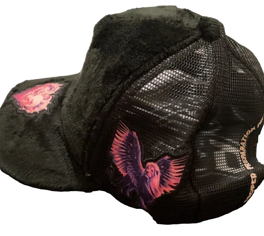 Black Faux Fur Cap
