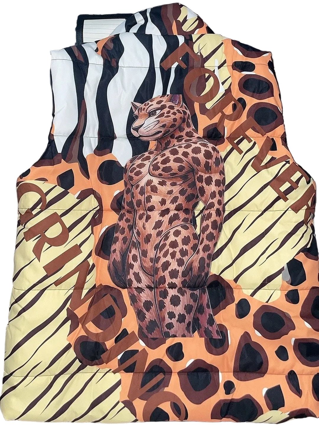 Brown Leopard Print Puffer Vest