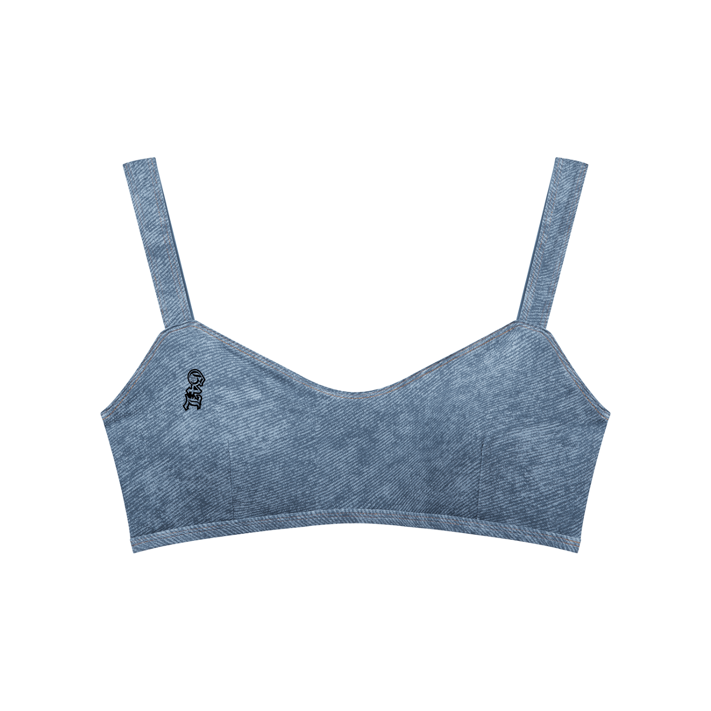 Light Blue Faux Denim Sports Bra