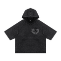 Black Snow Washed Hooded Boxy T-Shirt