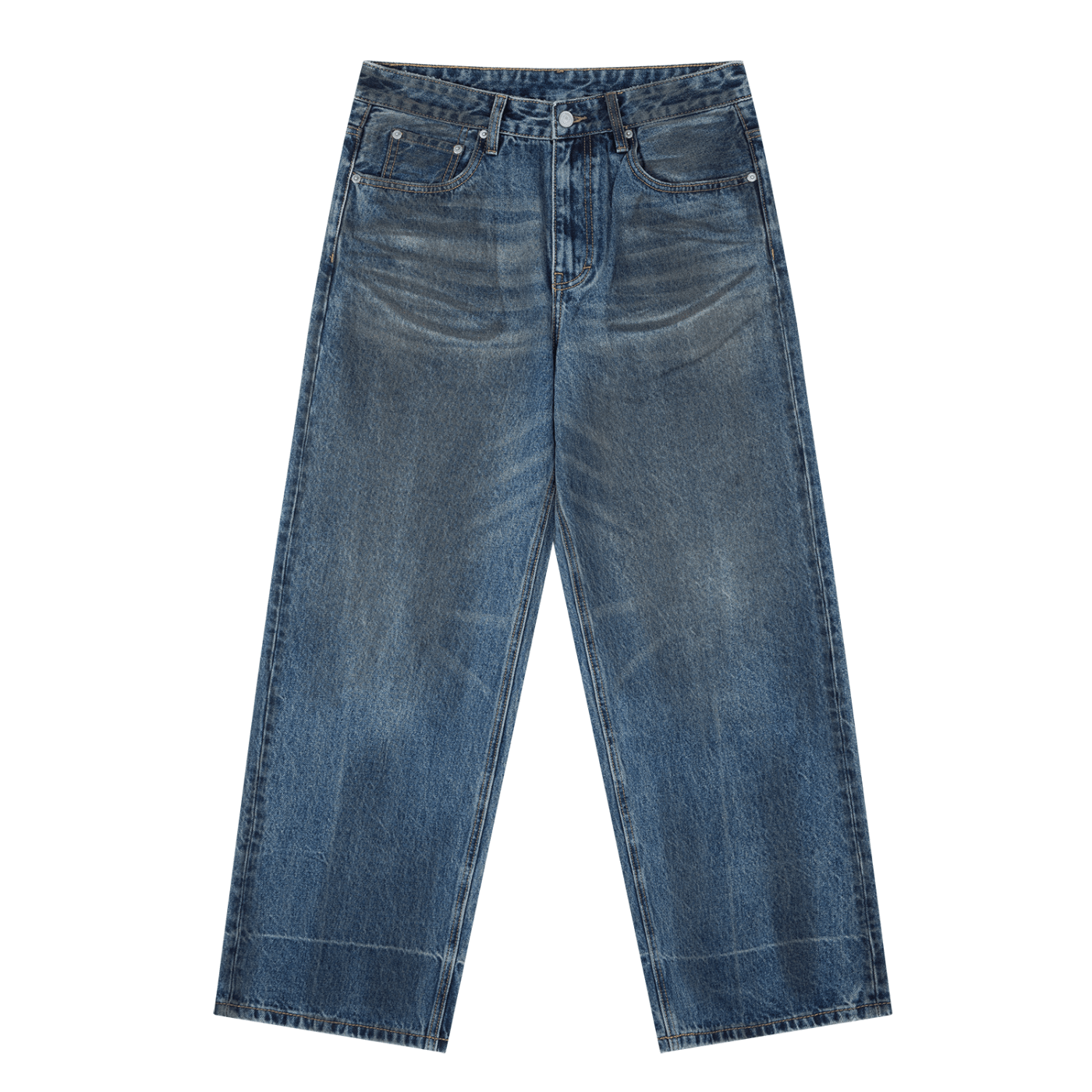 Vintage Wash Baggy Denim Jeans