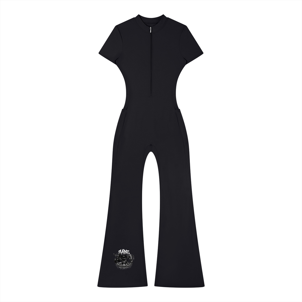 Women’s Tight Flared Leg Quarter-Zip Jumpsuit