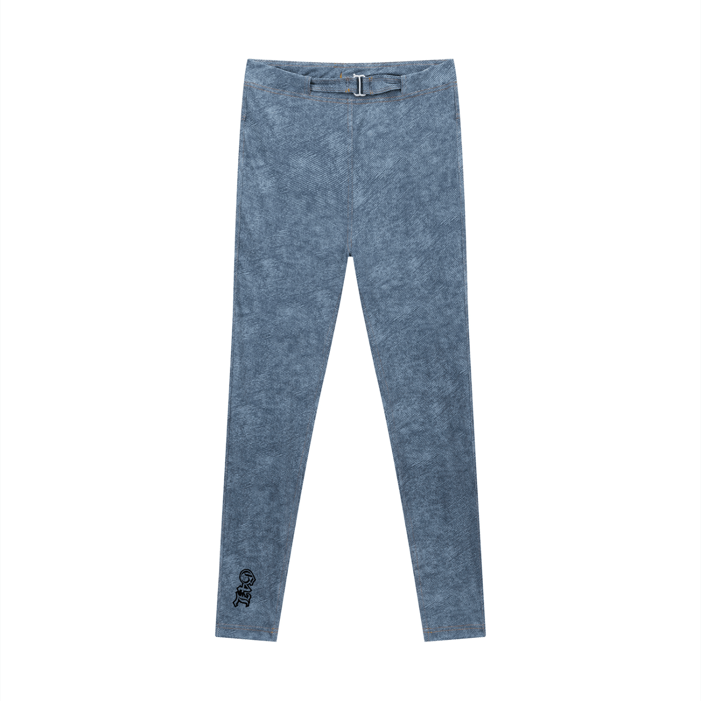 Light Blue Faux Denim Zip-Fly Leggings