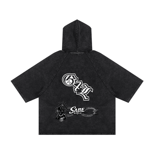Black Snow Washed Hooded Boxy T-Shirt