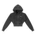 Black Vintage Washed Cropped Fleece Hoodie