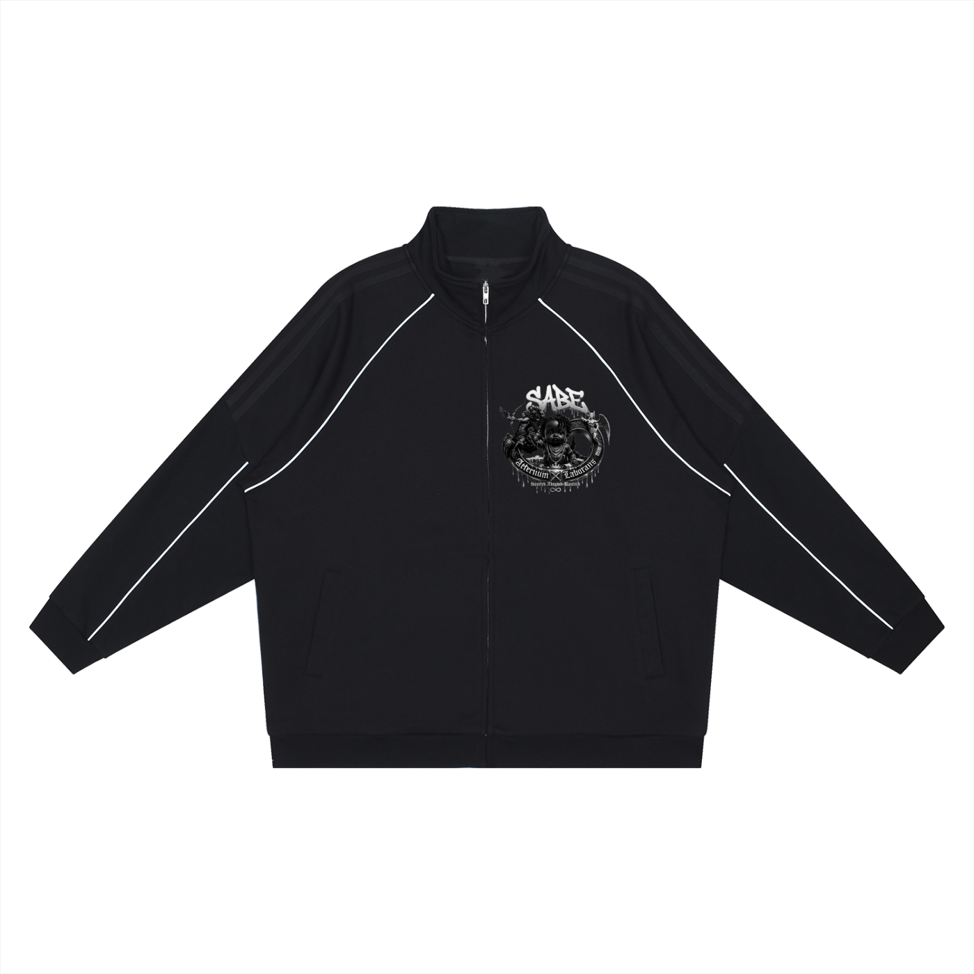 Reflection Striped Raglan Sleeve Jacket