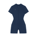 Navy Blue Quarter-Zip Short Sleeve Romper
