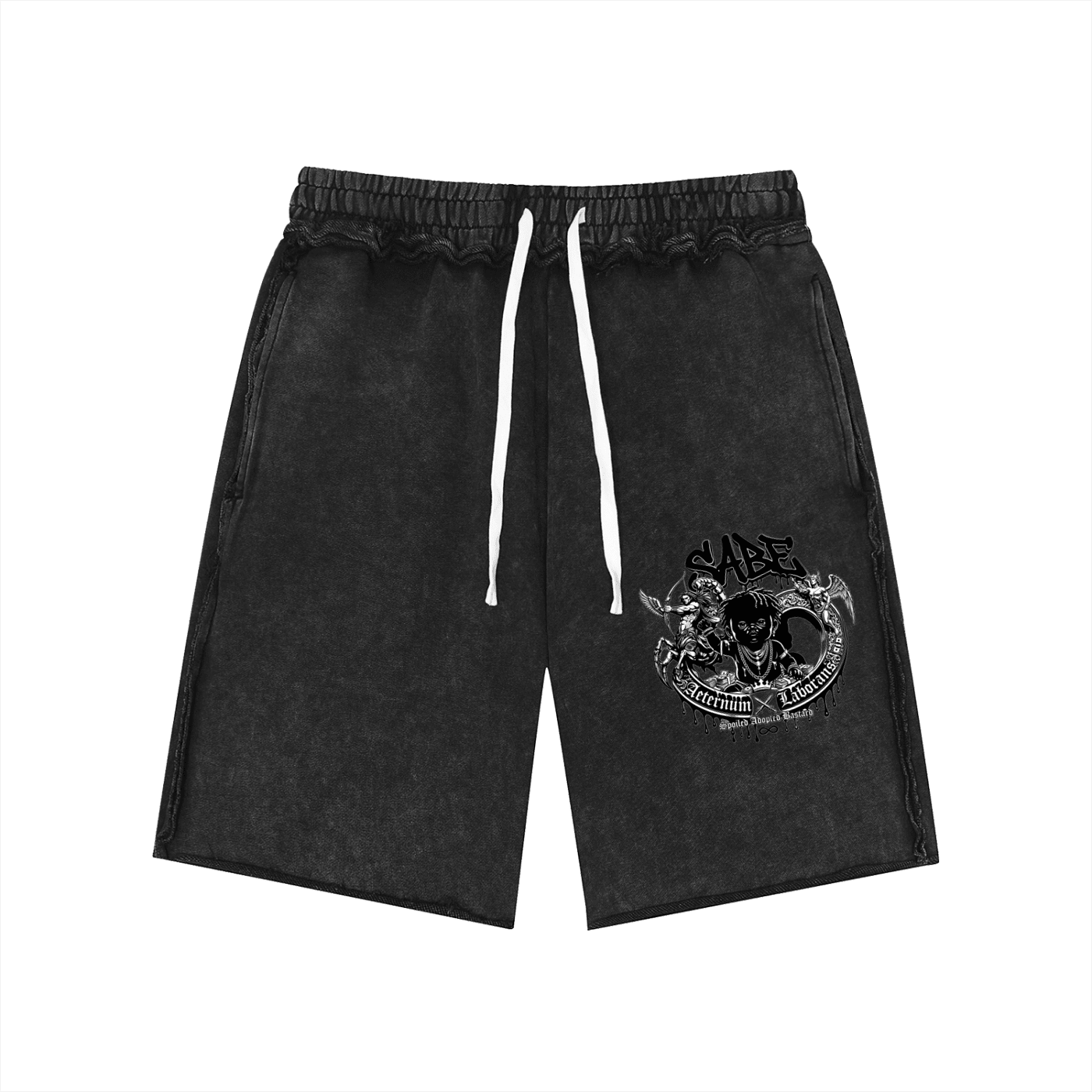 Mineral Wash Raw Edge Shorts