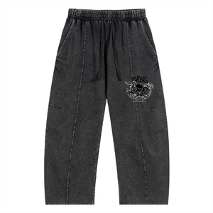 Snow Wash Drawstring Cotton Pants