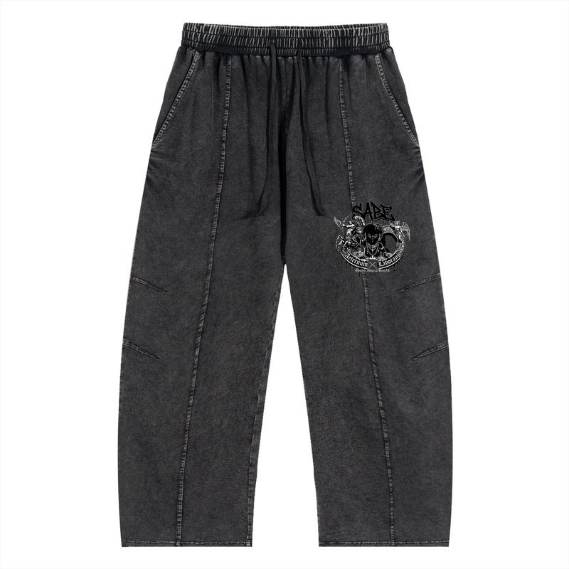 Snow Wash Drawstring Cotton Pants