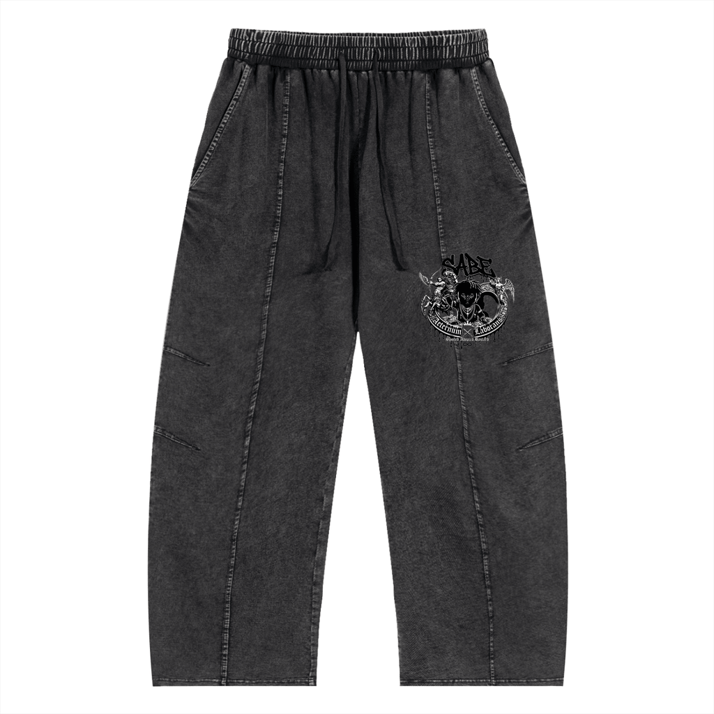 Snow Wash Drawstring Cotton Pants