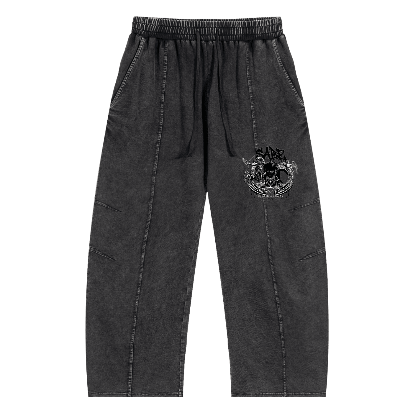 Snow Wash Drawstring Cotton Pants