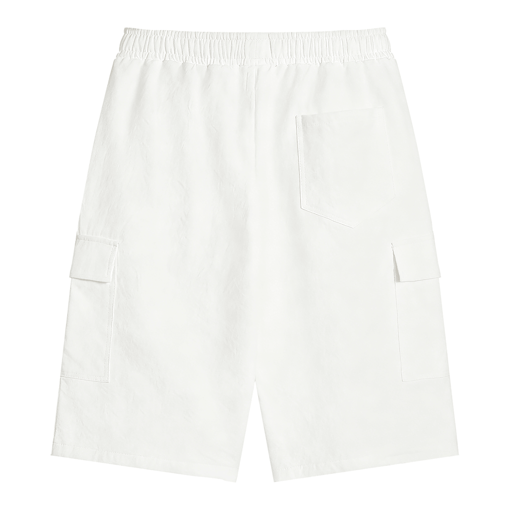 White Unisex Drawstring Cargo Shorts