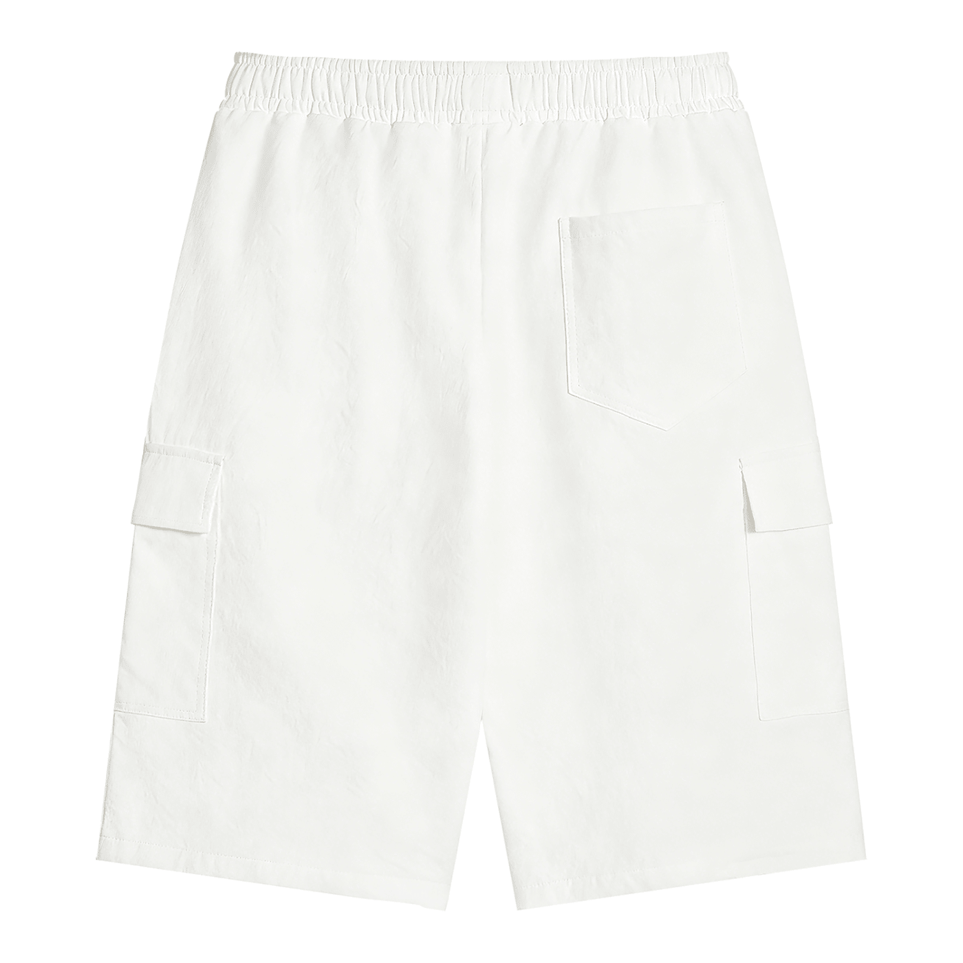White Unisex Drawstring Cargo Shorts