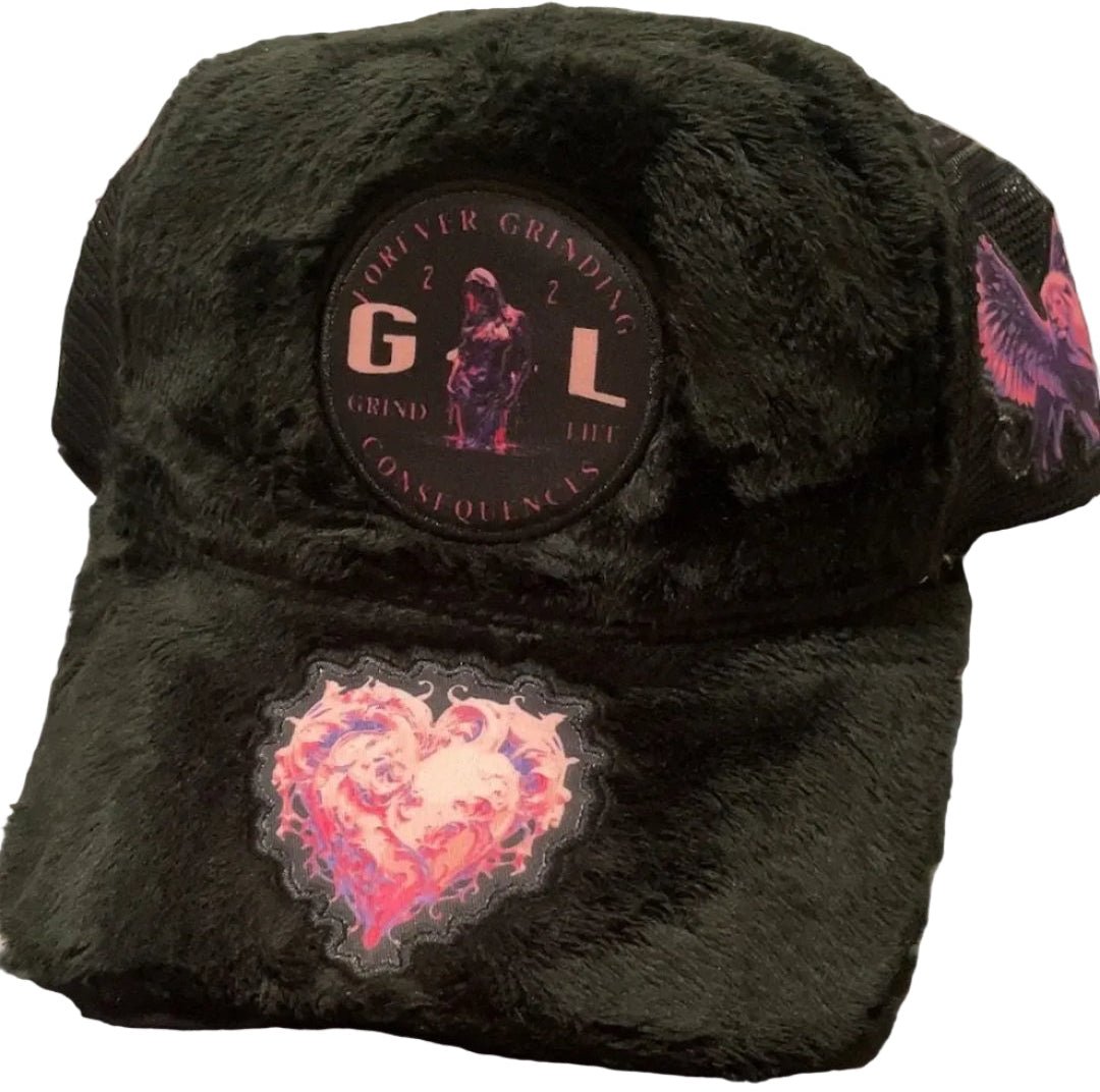 Black Faux Fur Cap