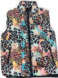 Teal Leopard Puffer Vest