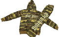 Dark Green Camouflage Zip Hoodie and Stacked Pants Outfit Set