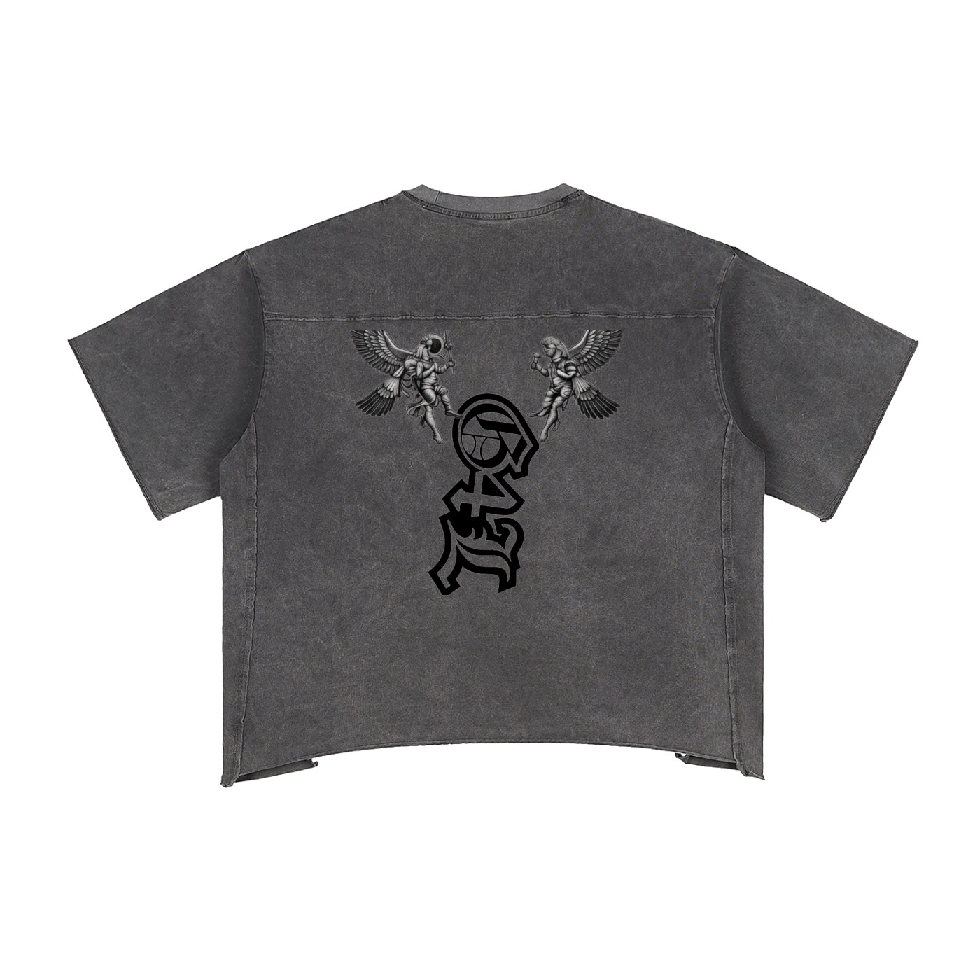 Grey Raw Edge Snow Washed Boxy T-Shirt