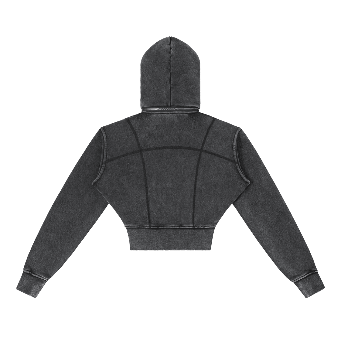 Black Vintage Washed Cropped Fleece Hoodie