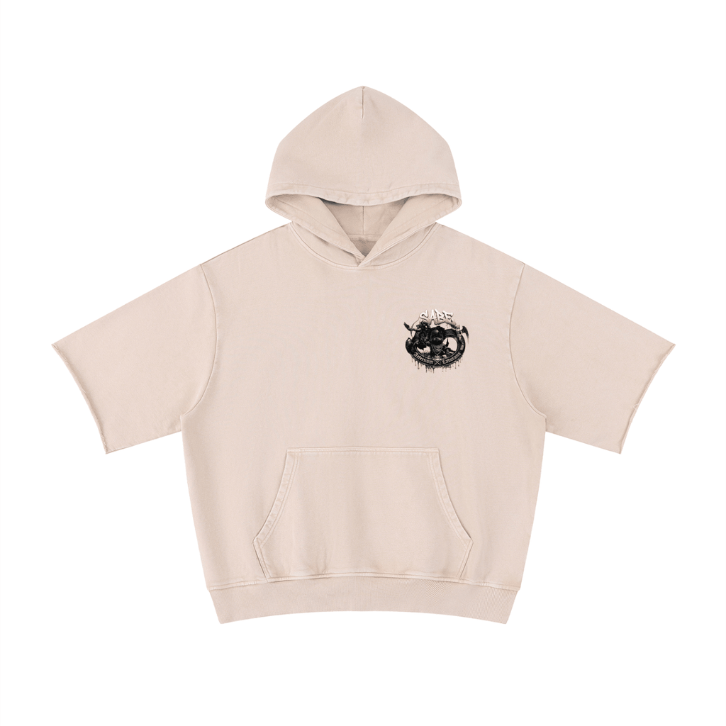 Unisex Mineral Wash Short Sleeve Hoodie