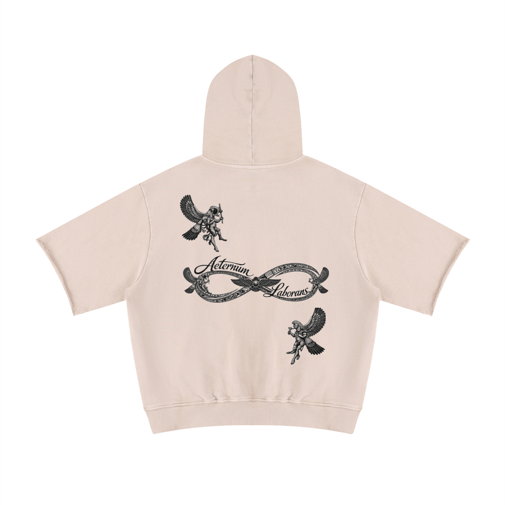 Unisex Mineral Wash Short Sleeve Hoodie