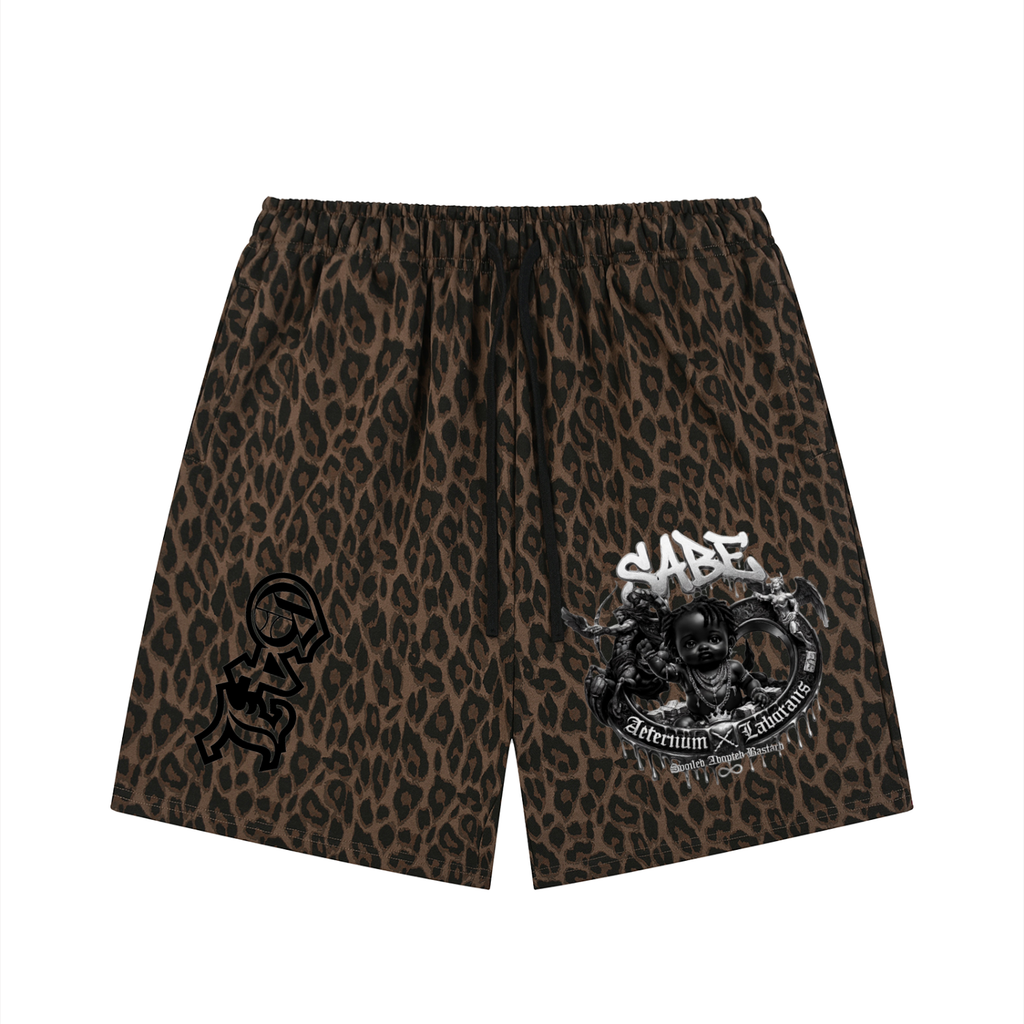Heavyweight Leopard Drawstring Shorts