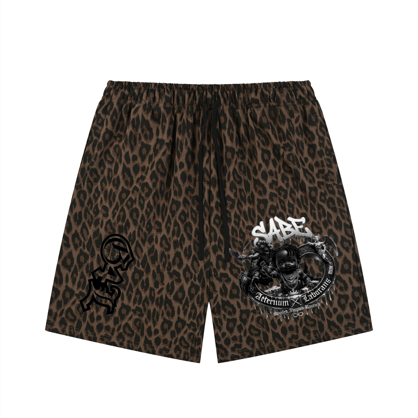 Heavyweight Leopard Drawstring Shorts