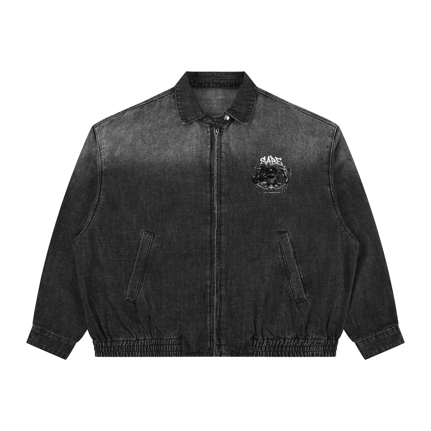 Unisex Vintage Wash Full-Zip Denim Jacket
