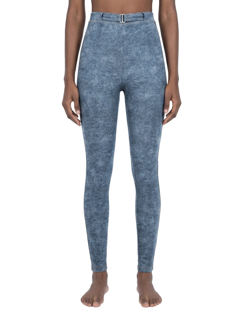 Light Blue Faux Denim Zip-Fly Leggings