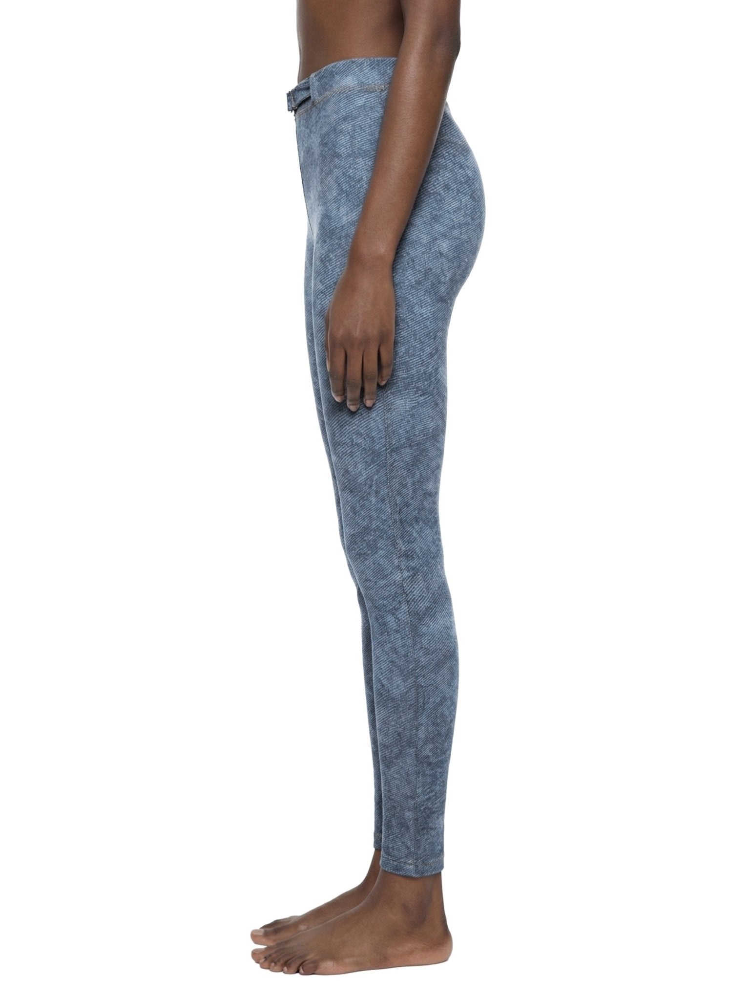 Light Blue Faux Denim Zip-Fly Leggings